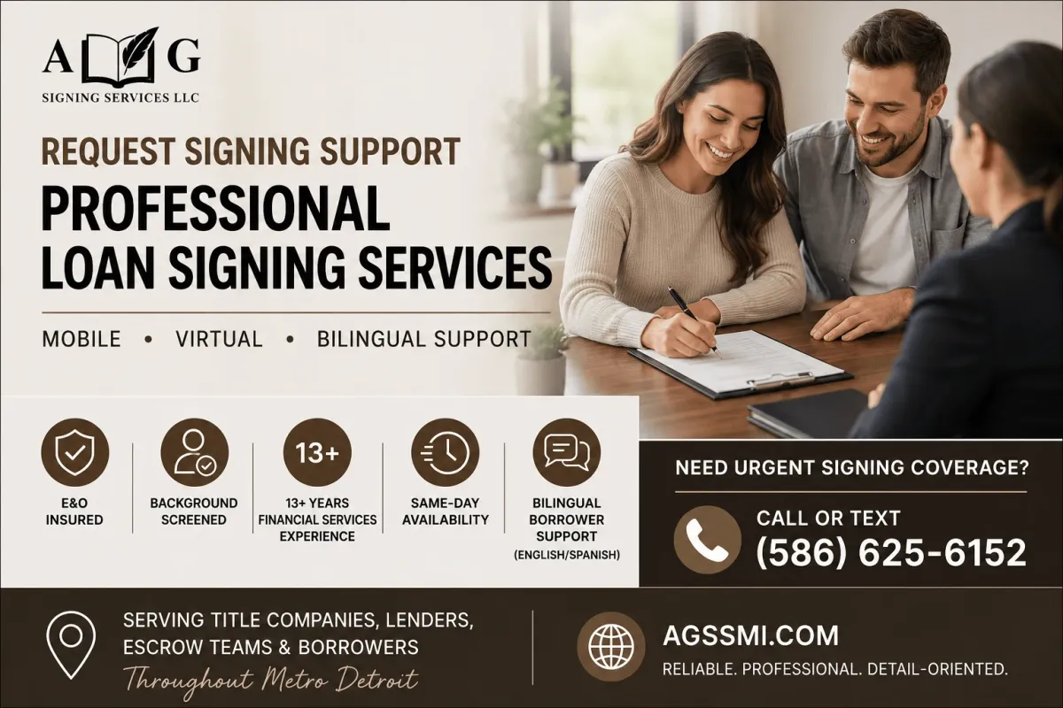 Signimg Request Loan Signing Support | Mobile & Virtual Signings | Metro Detroit